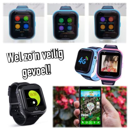 gps horloge junior 4G aqua wifi videocall telefoon sos waterdicht waterproof kind tracker lantaarn GPSHorlogeKids