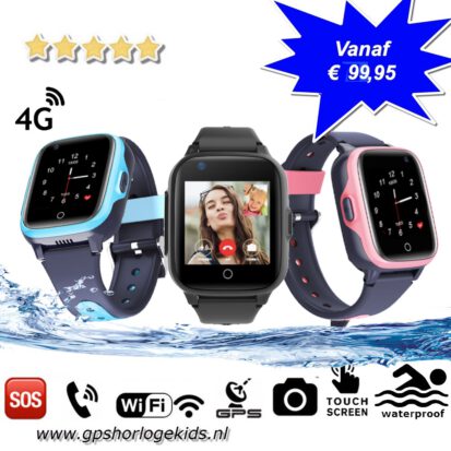 gps horloge junior max 4G aqua wifi videocall telefoon sos waterdicht waterproof kind tracker videobellen GPSHorlogeKids