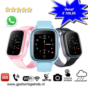 gps horloge kind SLIM junior 4G whatsapp wifi videobellen telefoon sos spatwaterdicht tracker GPSHorlogeKids