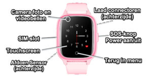 gps horloge kind SLIM junior 4G whatsapp wifi videobellen telefoon sos spatwaterdicht tracker GPSHorlogeKids