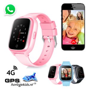 gps horloge kind SLIM junior 4G whatsapp wifi videobellen telefoon sos spatwaterdicht tracker GPSHorlogeKids