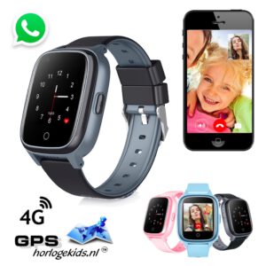 gps horloge kind SLIM junior 4G whatsapp wifi videobellen telefoon sos spatwaterdicht tracker GPSHorlogeKids