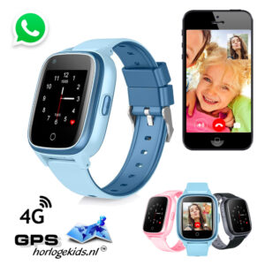 gps horloge kind SLIM junior 4G whatsapp wifi videobellen telefoon sos spatwaterdicht tracker GPSHorlogeKids