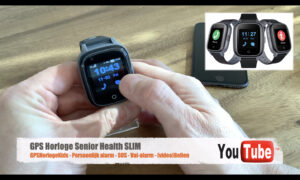 GPS horloge SLIM Health senior SOS Videobellen telefoon tracker sos bellen persoonlijk alarm oudere veiligheid medicatie alarm val alarm hartslag bloeddruk meting GPSHorlogeKids