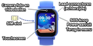 gps horloge kind PAX smartwatch voor kinderen 4G videocall telefoon sos spatwaterdicht videobellen GPSHorlogeKids
