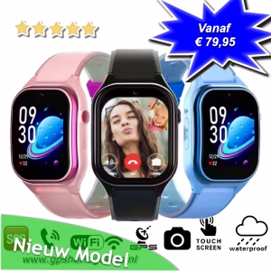 gps horloge kind Curve smartwatch voor kinderen 4G videocall telefoon sos spatwaterdicht videobellen GPSHorlogeKids