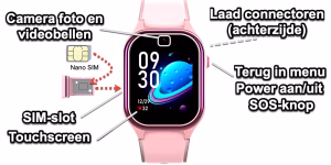 gps horloge kind Curve smartwatch voor kinderen 4G videocall telefoon sos spatwaterdicht videobellen GPSHorlogeKids